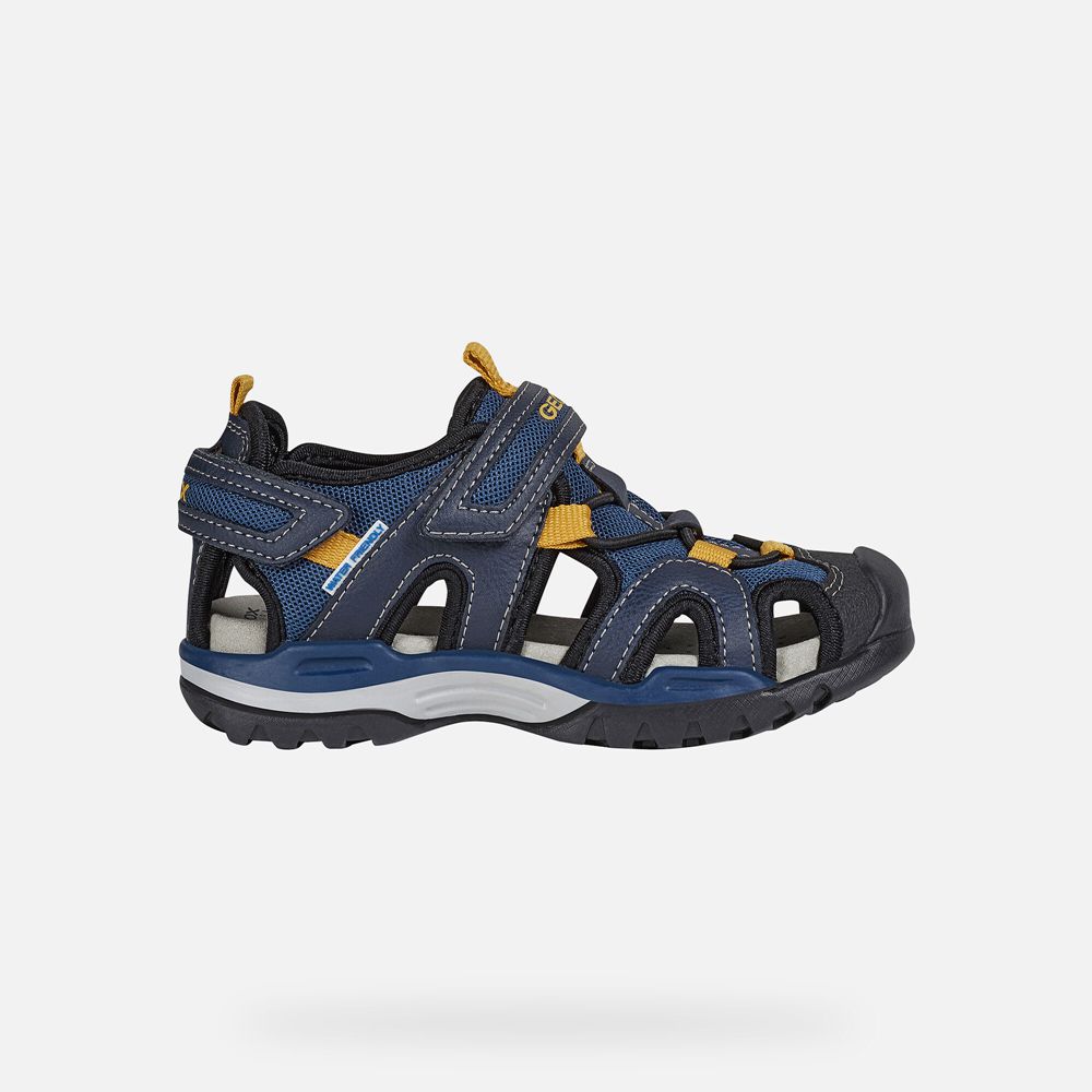 Geox Sandals Navy/Yellow Borealis - Geox Boys Shoes - WKBTDY736